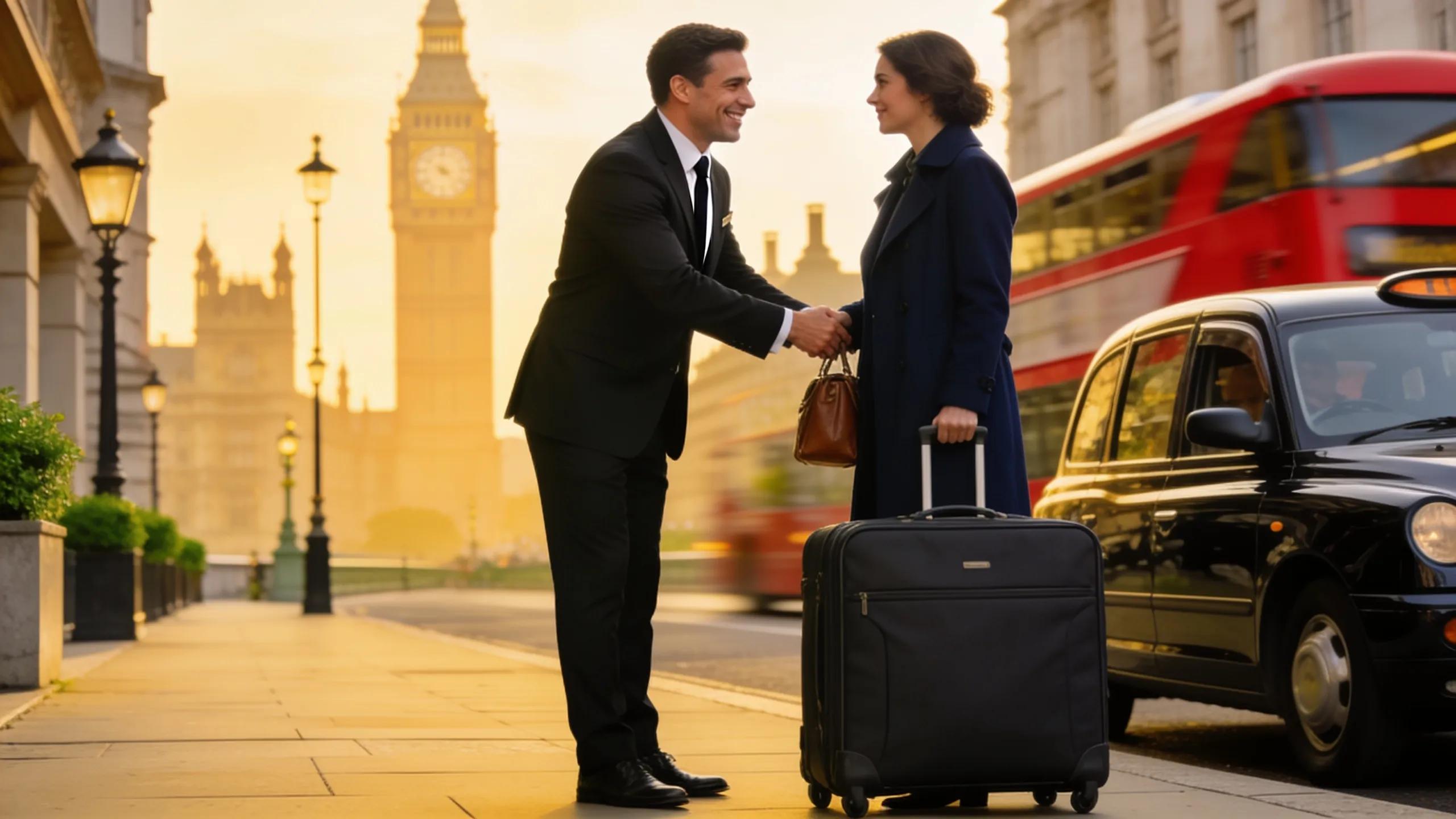 Chauffeur assisting passenger in London, showcasing exceptional customer service and attention to detail